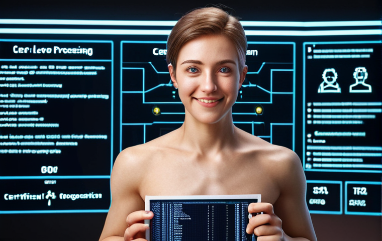 A developer celebrating a career level-up with the Information Processing Engineer certification, surrounded by glowing code and achievements.
