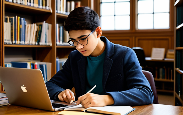 **
A student studying diligently at a desk covered with textbooks and practice exams, fully clothed in modest attire, with a laptop displaying study materials. The background shows a cozy library setting with warm lighting. perfect anatomy, correct proportions, natural pose, well-formed hands, proper finger count, natural body proportions, safe for work, appropriate content, fully clothed, professional, family-friendly.
**
