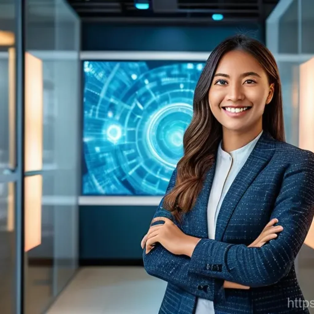 정보처리기사 실무에서 경험한 업무 사례 - Imagine a young professional, a woman in her late 20s dressed in smart casual business attire, stand...