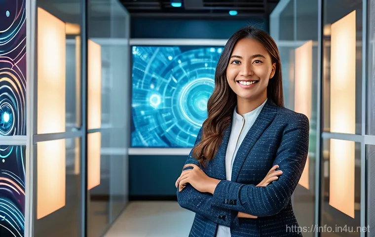 정보처리기사 실무에서 경험한 업무 사례 - Imagine a young professional, a woman in her late 20s dressed in smart casual business attire, stand...