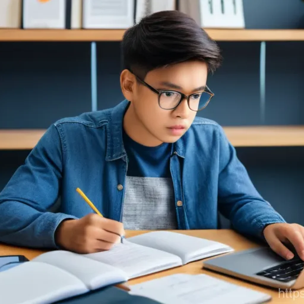 정보처리 실기 시험 대비 단기 집중 학습법 - A determined young student, wearing casual yet neat clothes, sitting at a modern study desk. Initial...