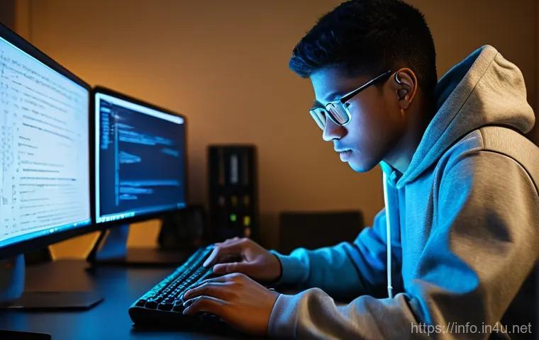 정보처리기사 실기 시험 준비를 위한 전략 - A focused university student, of East Asian descent, gender-neutral, is sitting at a clean wooden de...