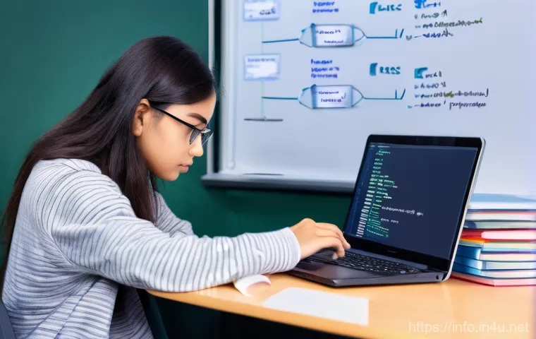 정보처리 실기 시험에서 많이 나오는 주제 - **Image Prompt 1: The Modern IT Exam Challenge**
A young adult, perhaps in their mid-20s, with a...