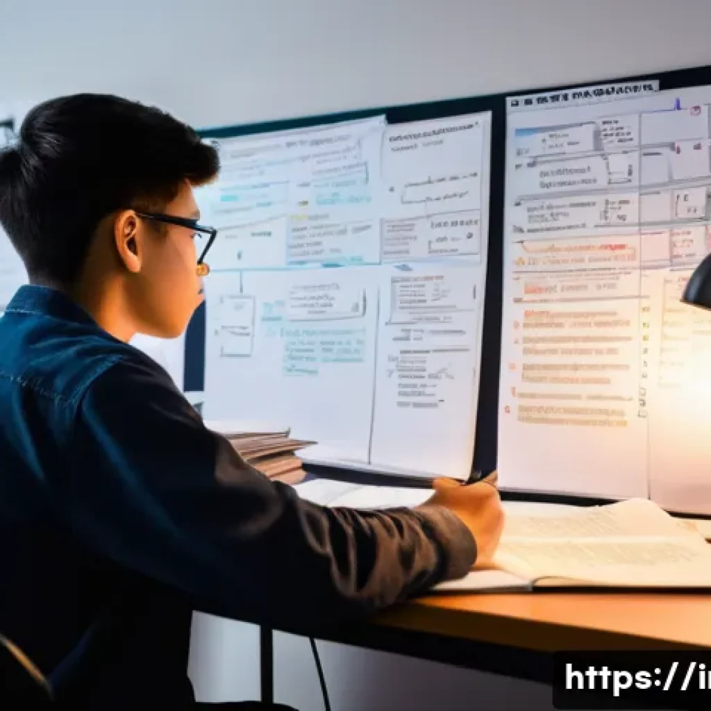 정보처리 실기 시험에서 합격률 높이는 비법 - **Prompt:** A focused student sits at a desk illuminated by a warm lamp, surrounded by textbooks and...