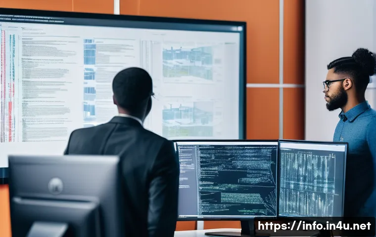 정보처리 자격증 취득 후 IT 업계 진출 사례 - A diverse group of young IT professionals collaborating in a modern office environment, surrounded b...