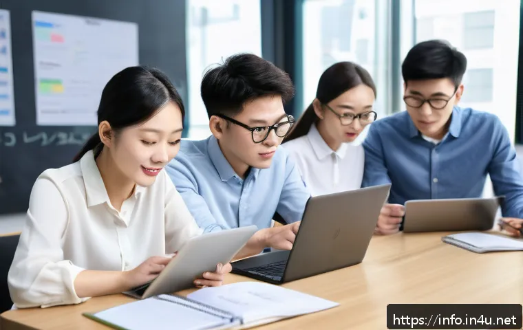 정보처리 자격증으로 성공적인 커리어 전환 - A focused scene of a diverse group of adult learners in a modern classroom setting, attentively stud...